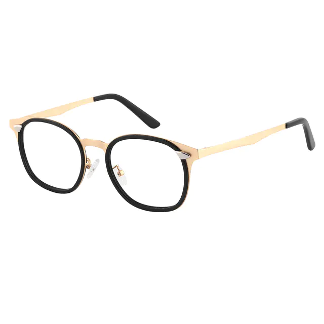 Oval Black/Gold Eyeglasses