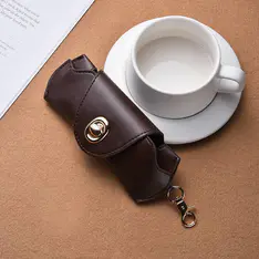 Matte Brown Leather Glasses Pouch