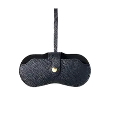 Black Hanging Leather Eyeglass Pouch