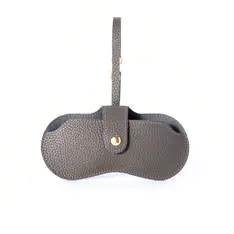 Gray Hanging Leather Eyeglass Pouch