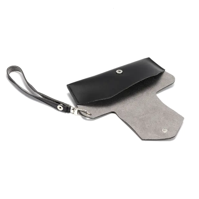 Classic Black Minimalist Leather Glasses Pouch