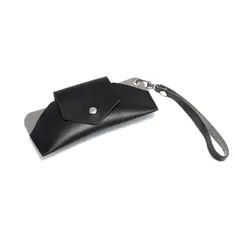 Tamara Classic Black Minimalist Leather Glasses Pouch | EFE
