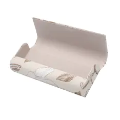 Beige Embroidered Floral Magnetic Eyeglass Case