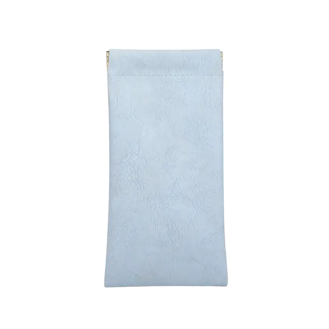 Light Blue Minimal PU Glasses Pouch