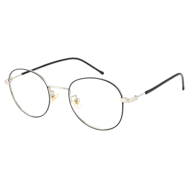 Round Black Silver Eyeglasses