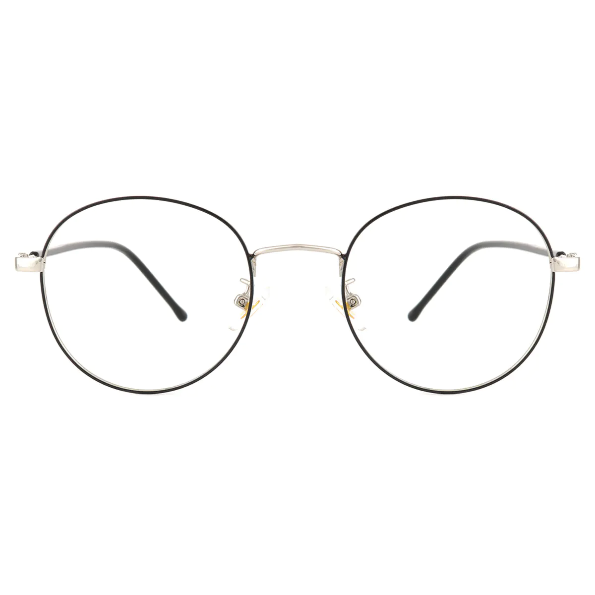 Round Black Silver Eyeglasses
