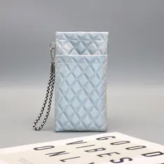 Silver Checkered PU Glasses Pouch