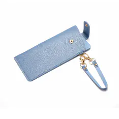 Blue Leather Glasses Pouch