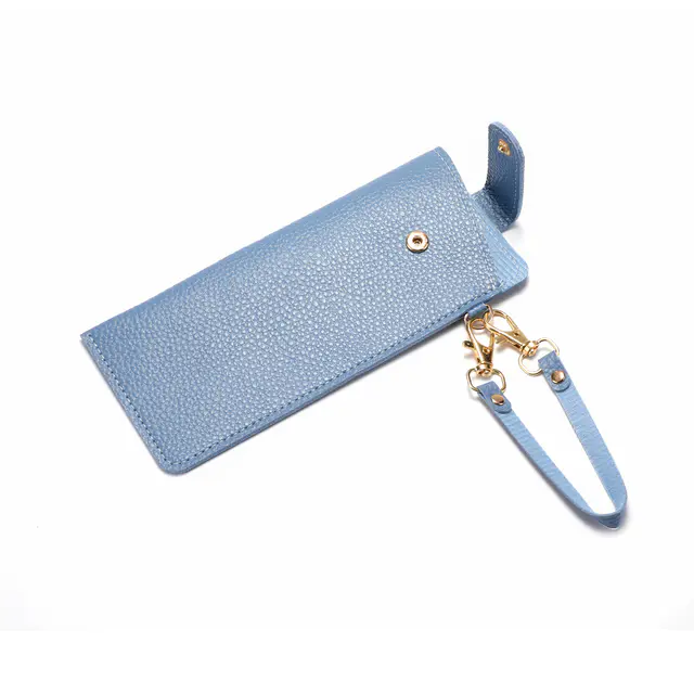 Blue Leather Glasses Pouch