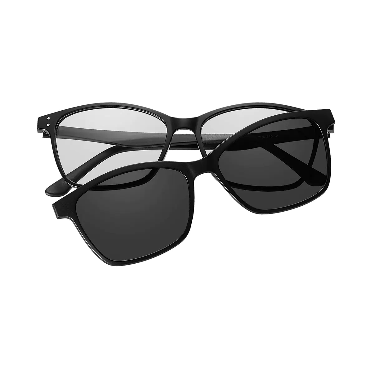 Rectangle Black Clip-On Sunglasses