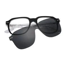 Square Black/Clear Clip-On Sunglasses