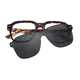 Square Dark Tortoiseshell Clip-On Sunglasses