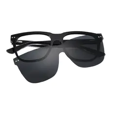 Square Black Clip-On Sunglasses
