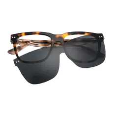 Square Tortoiseshell Clip-On Sunglasses