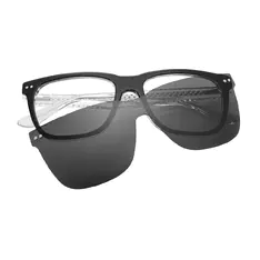 Square Black/Clear Clip-On Sunglasses