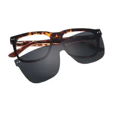Square Dark Tortoiseshell Clip-On Sunglasses