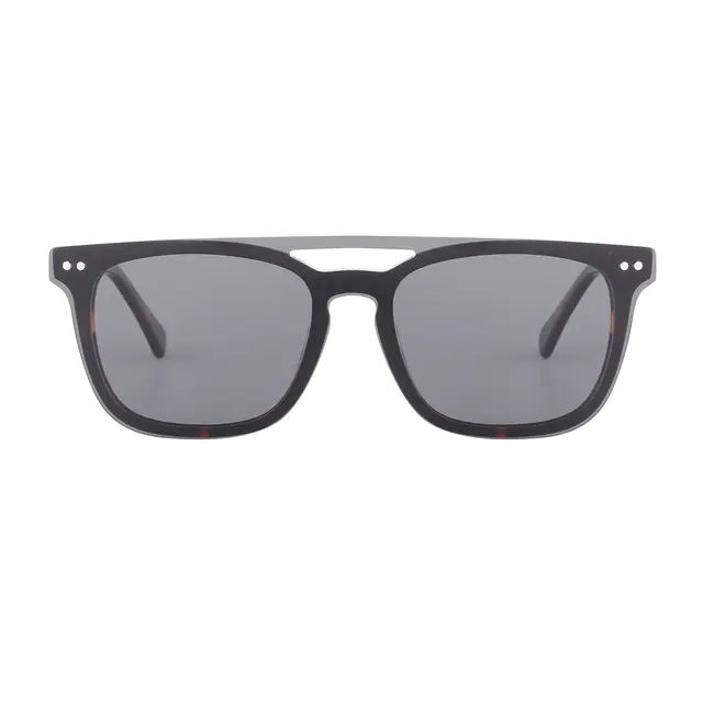 Square Tortoiseshell Clip-On Sunglasses