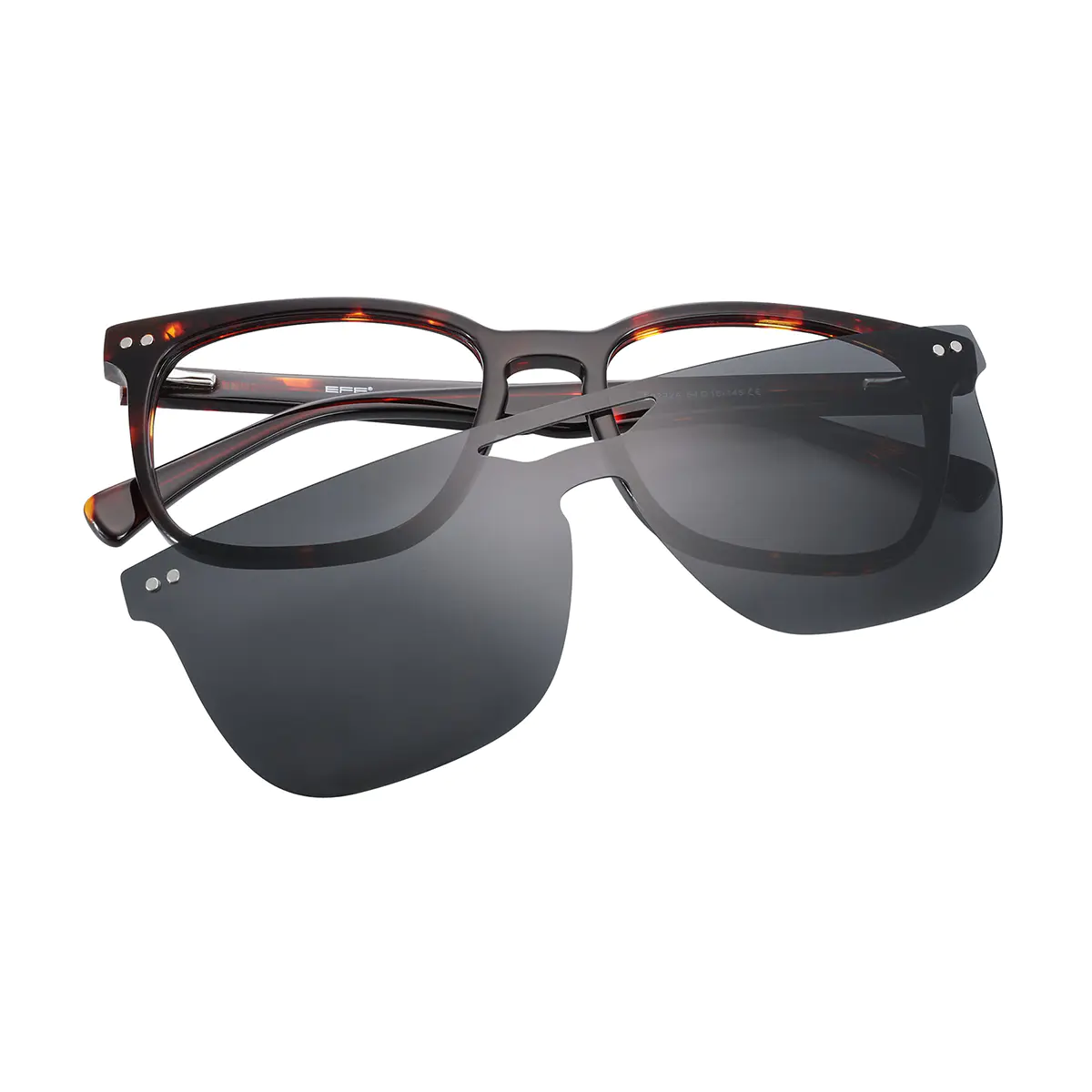 Square Tortoiseshell Clip-On Sunglasses