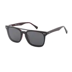 Square Brown Clip-On Sunglasses