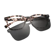 Square Pink Tortoiseshell Clip-On Sunglasses