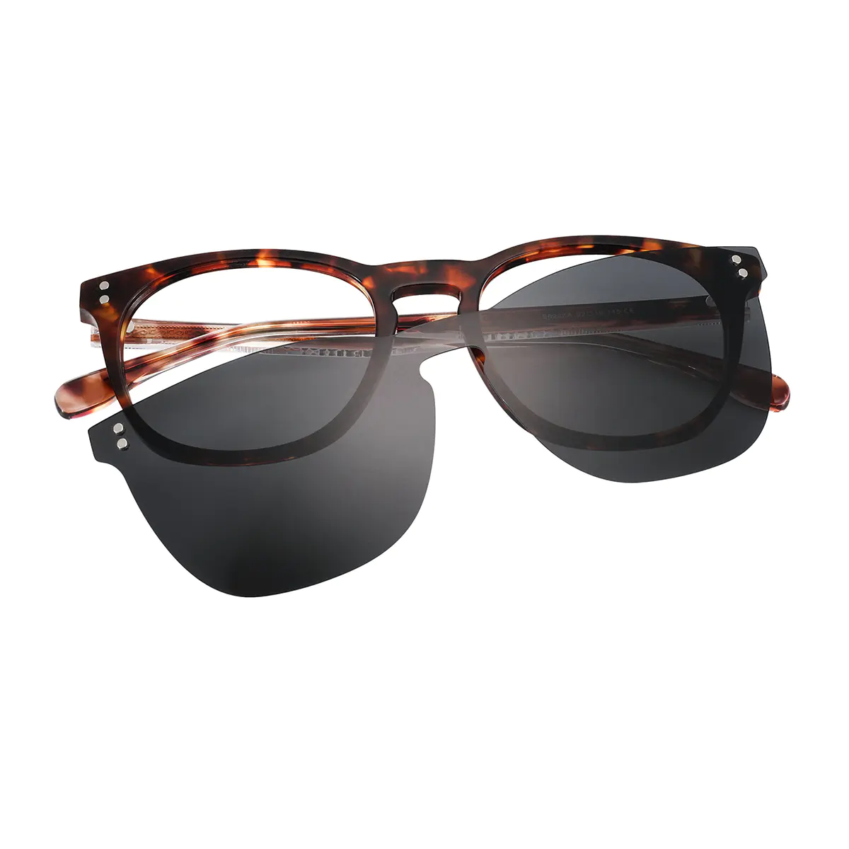 Square Tortoiseshell Clip-On Sunglasses