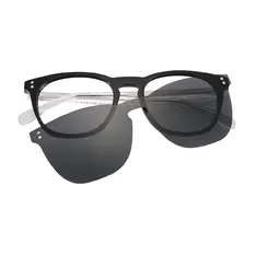 Square Black Clip-On Sunglasses