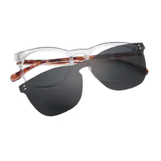 Square Clear Clip-On Sunglasses