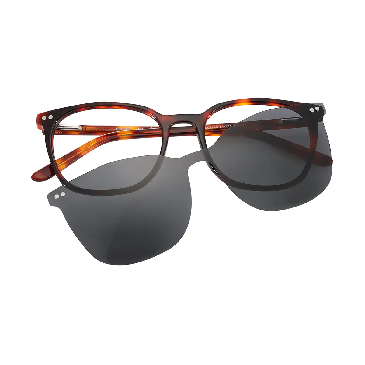 Square Tortoiseshell Clip-On Sunglasses