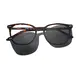 Square Dark Tortoiseshell Clip-On Sunglasses