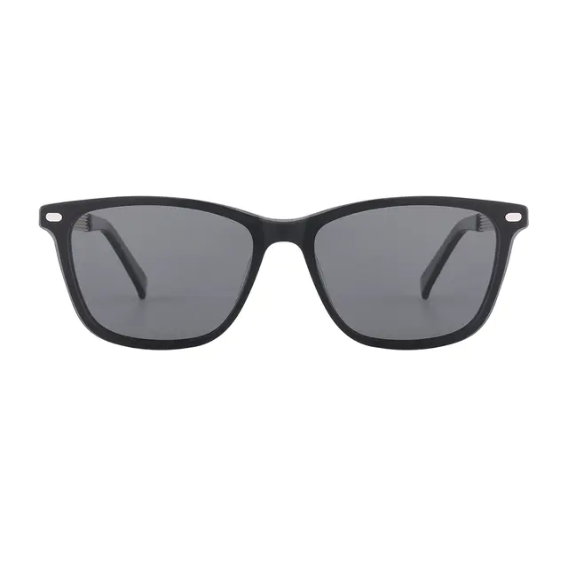 Square Black Clip-On Sunglasses
