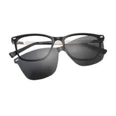 Square Black Clip-On Sunglasses