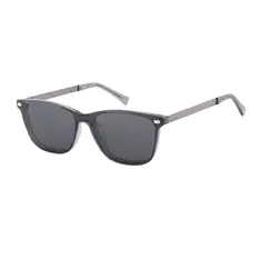 Square Gray Clip-On Sunglasses
