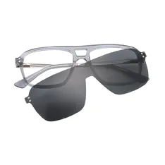 Square Gray Clip-On Sunglasses