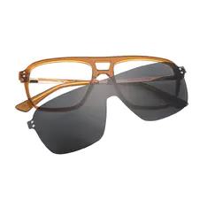 Square Brown Clip-On Sunglasses