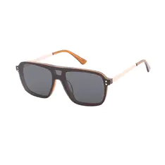 Square Brown Clip-On Sunglasses