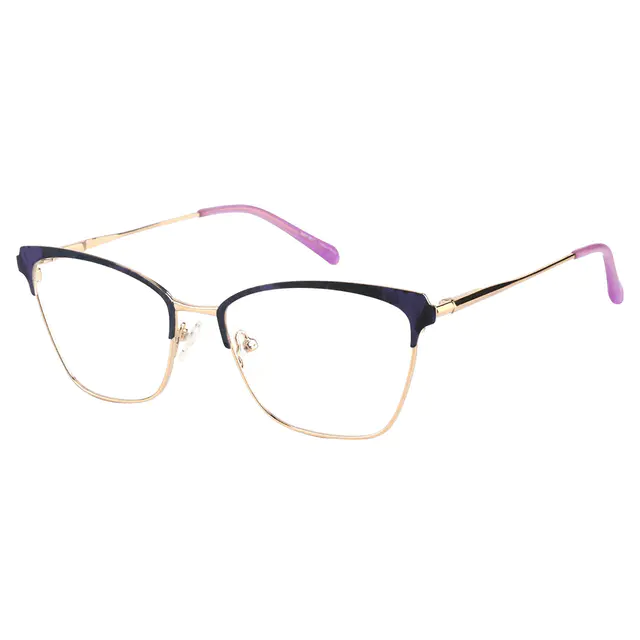 Square Purple/Gold Eyeglasses