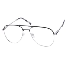 Aviator Black Silver Eyeglasses