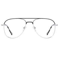 Aviator Black Silver Eyeglasses