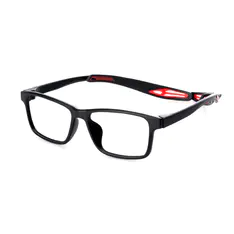Rectangle Black/Red Sport Eyeglasses