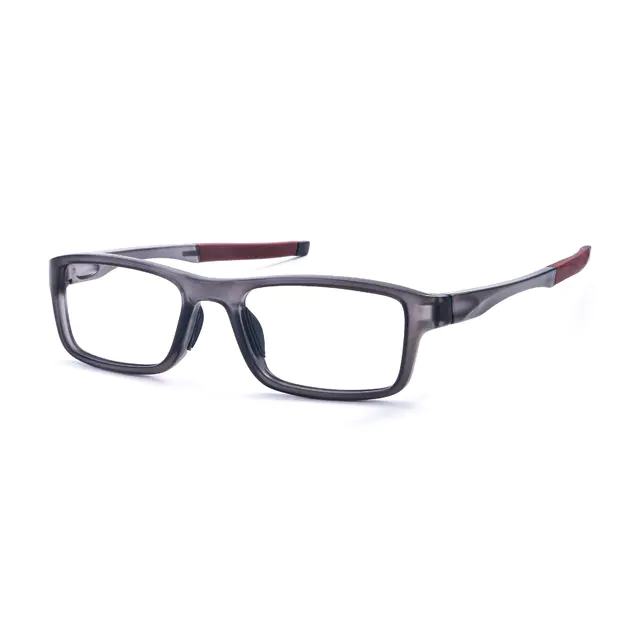 Rectangle Bright Gray/Wine Sport Eyeglasses