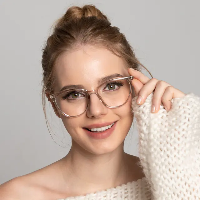 Cat-eye Transparent Gray Eyeglasses
