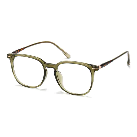 Square Transparent Green Eyeglasses