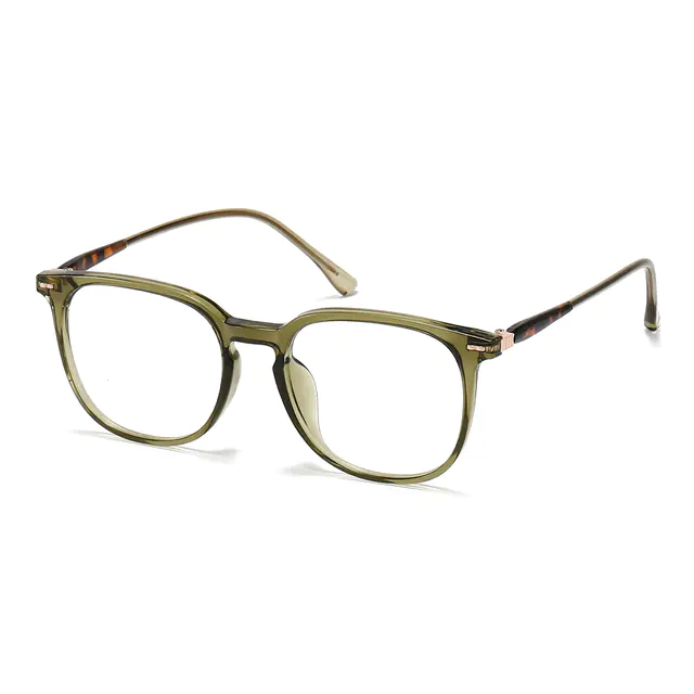 Square Transparent Green Eyeglasses