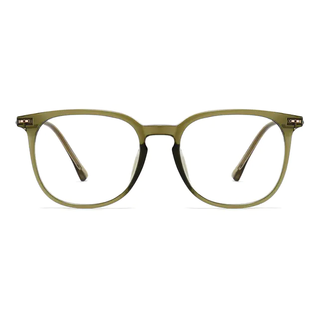 Square Transparent Green Eyeglasses