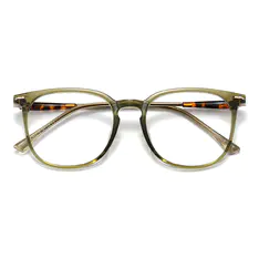 Square Transparent Green Eyeglasses