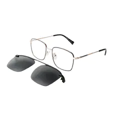 Square Black/Gold Clip-On Sunglasses