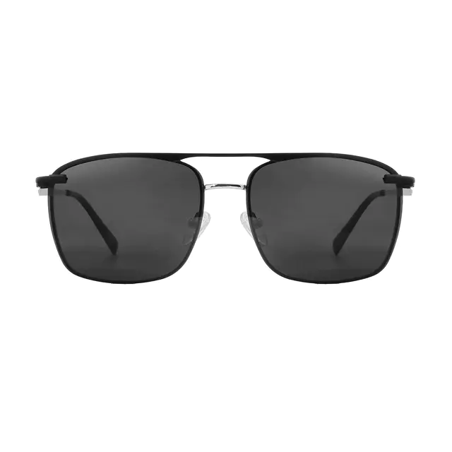 Square Black/Silver Clip-On Sunglasses