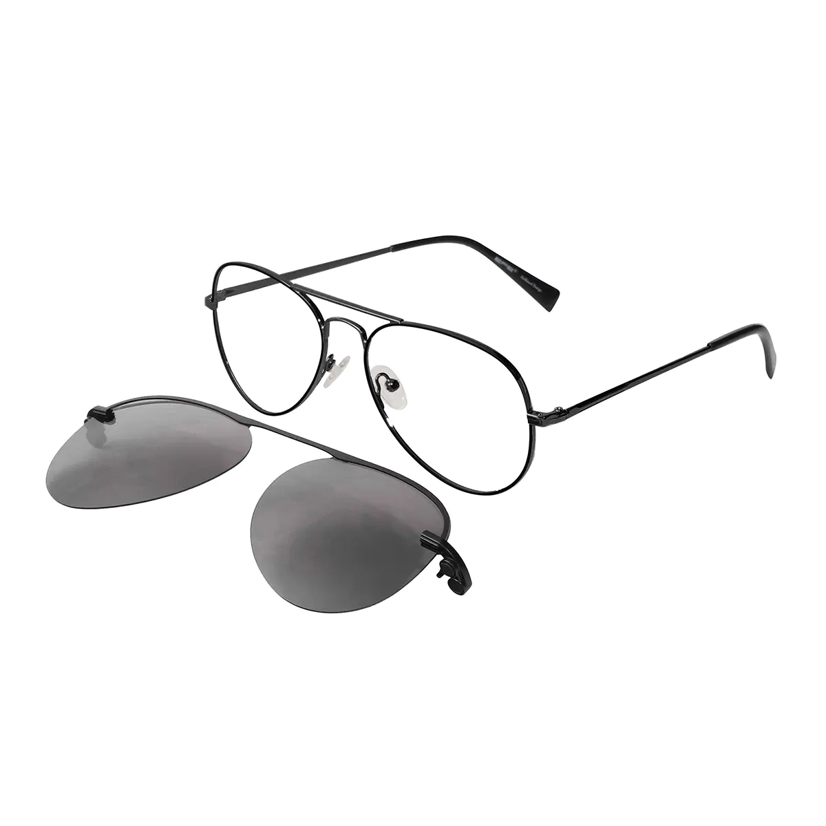 Aviator Black Clip-On Sunglasses