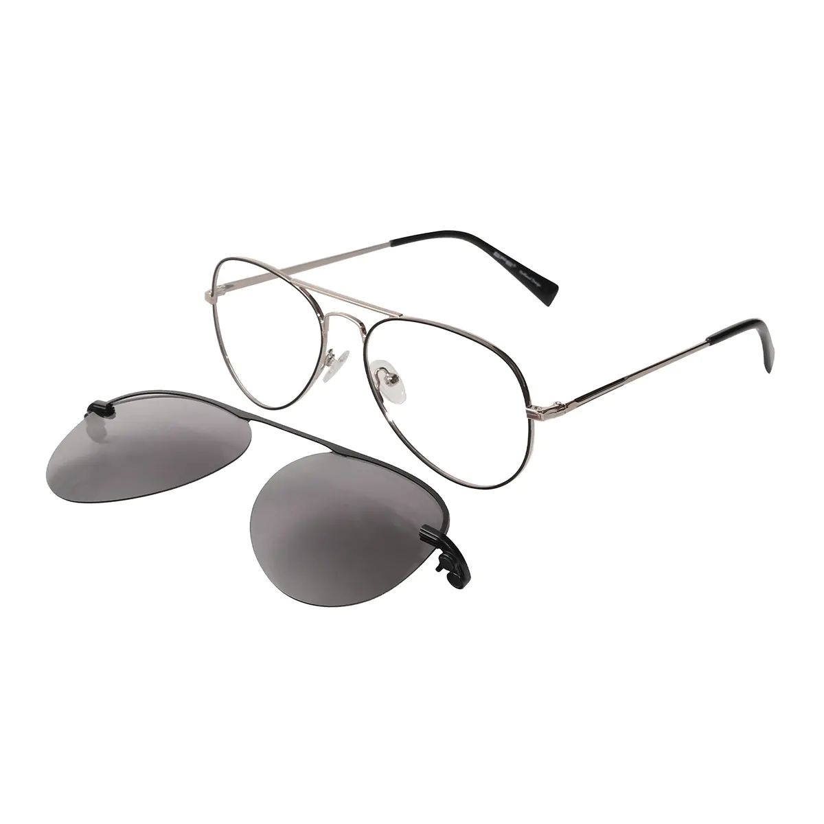 Aviator Gray Clip-On Sunglasses