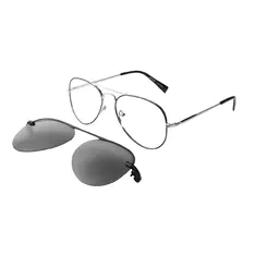 Aviator Black/Silver Clip-On Sunglasses